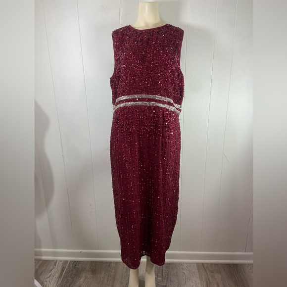 Mac Duggal Sequined Sleeveless Midi Sheath Dress - Picture 3 of 7